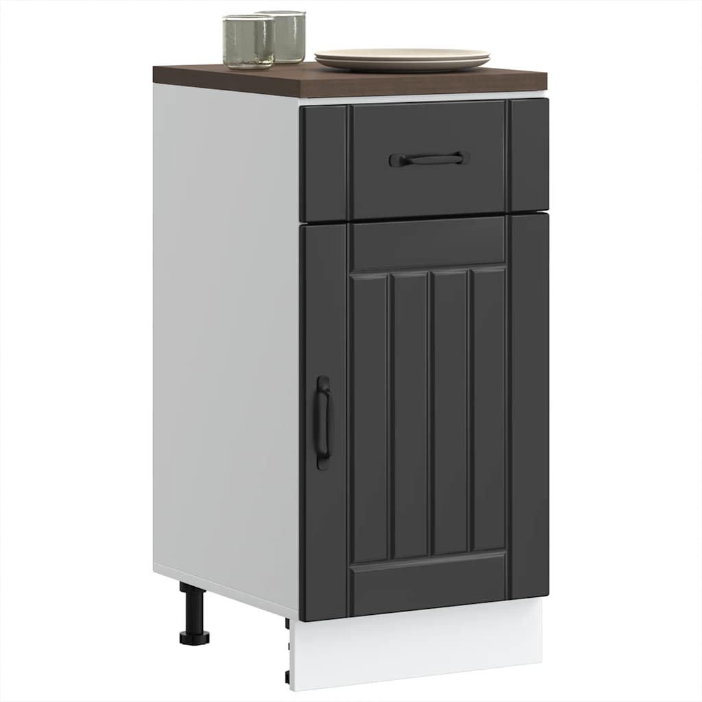 vidaXL Kitchen Base Cabinet Lucca Black Engineered Wood