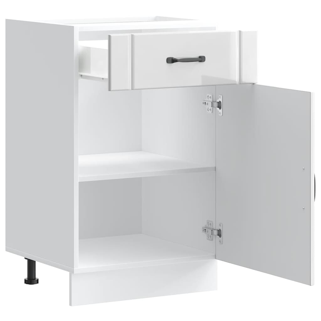 Kitchen Base Cabinet "Lucca" High Gloss White Engineered Wood