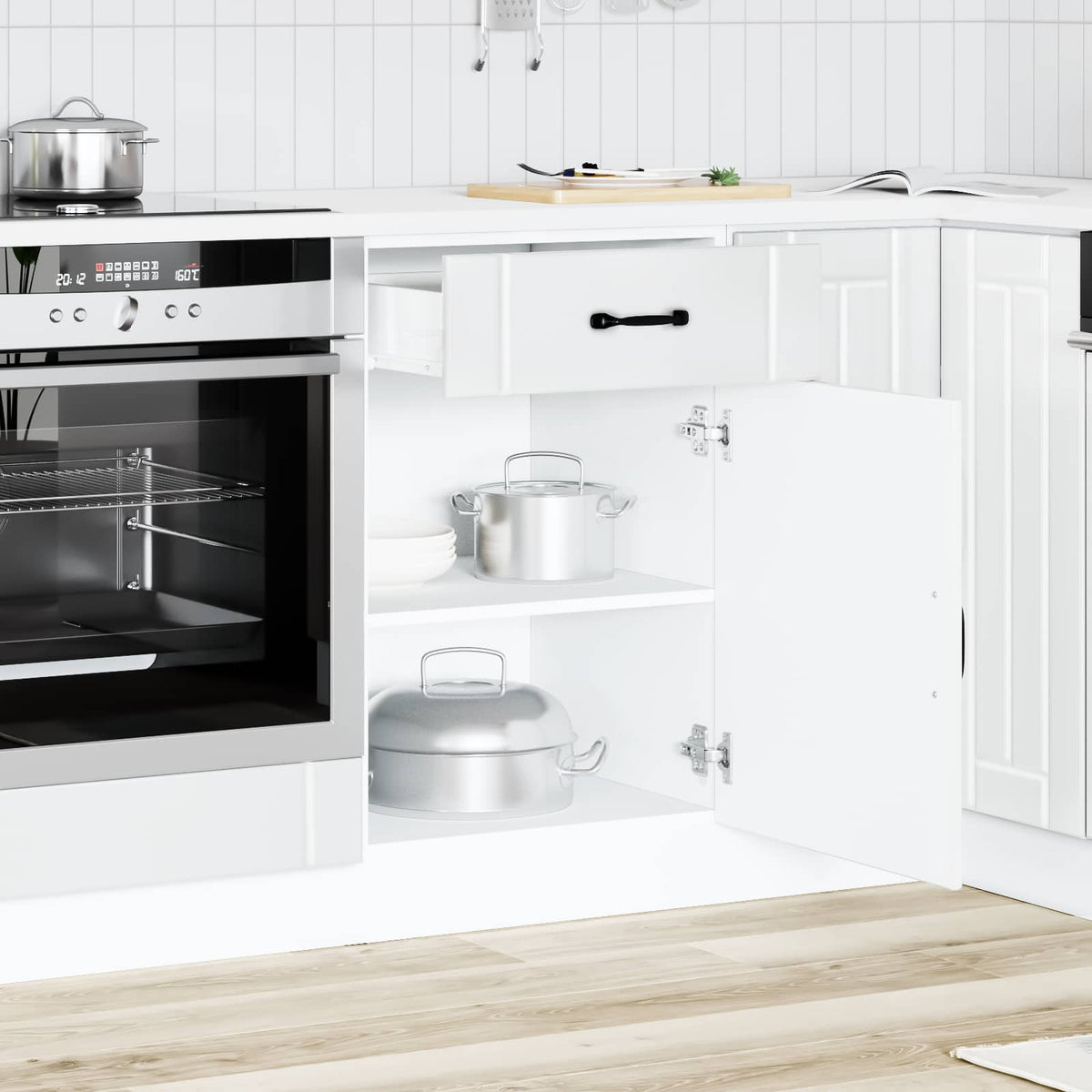 Kitchen Base Cabinet "Lucca" High Gloss White Engineered Wood