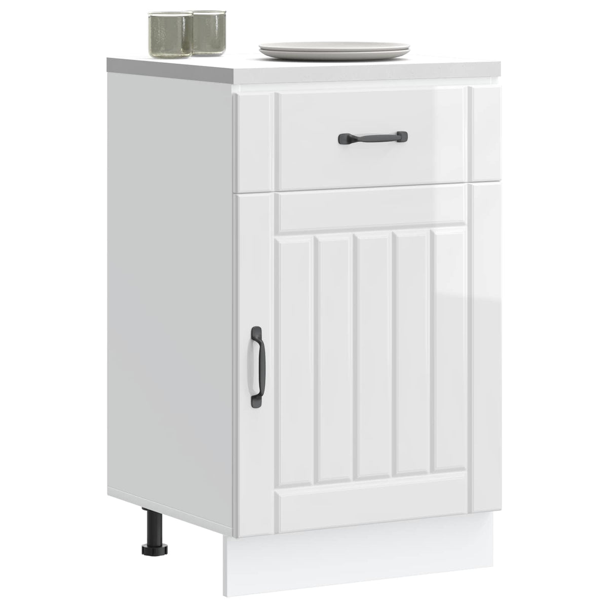 Kitchen Base Cabinet "Lucca" High Gloss White Engineered Wood