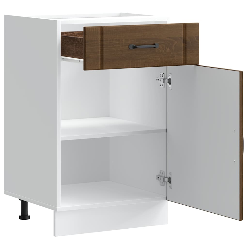 Kitchen Base Cabinet "Lucca" Brown Oak Engineered Wood