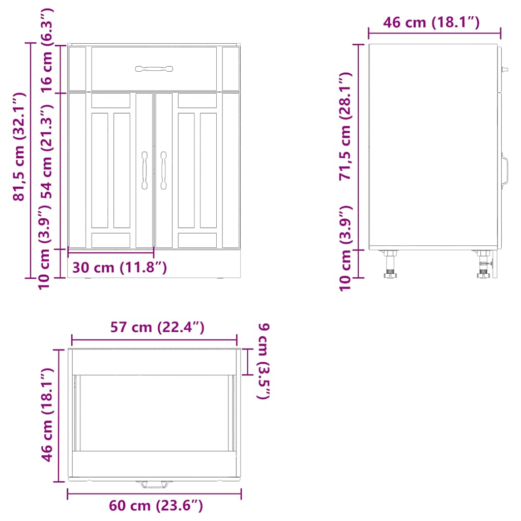 vidaXL Kitchen Base Cabinet Lucca White Engineered Wood