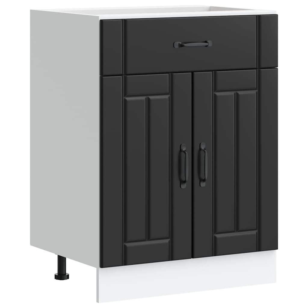 Kitchen Base Cabinet "Lucca" Black Engineered Wood