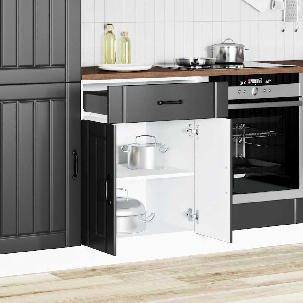 vidaXL Kitchen Base Cabinet Lucca Black Engineered Wood