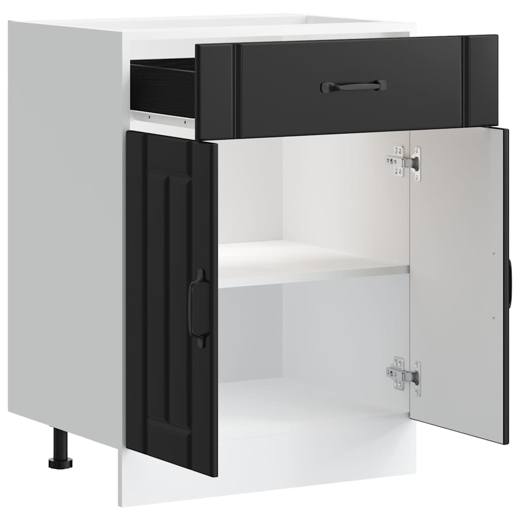 Kitchen Base Cabinet "Lucca" Black Engineered Wood