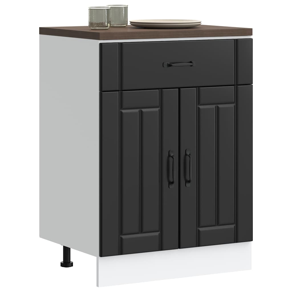 vidaXL Kitchen Base Cabinet Lucca Black Engineered Wood