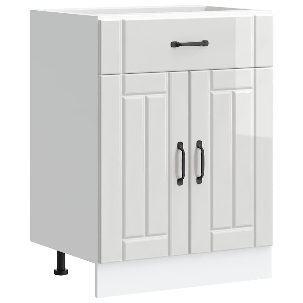 Kitchen Base Cabinet "Lucca" High Gloss White Engineered Wood