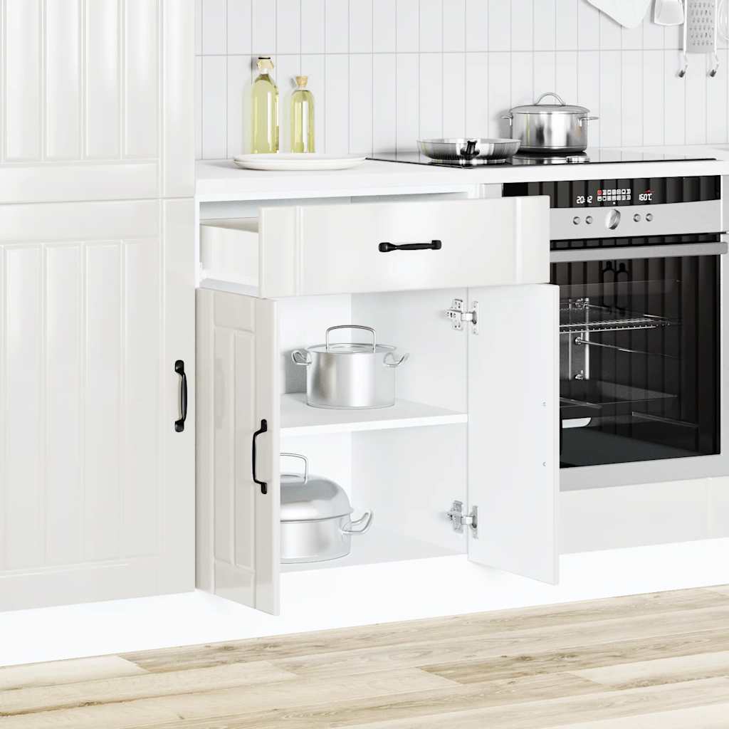 vidaXL Kitchen Base Cabinet Lucca High Gloss White Engineered Wood