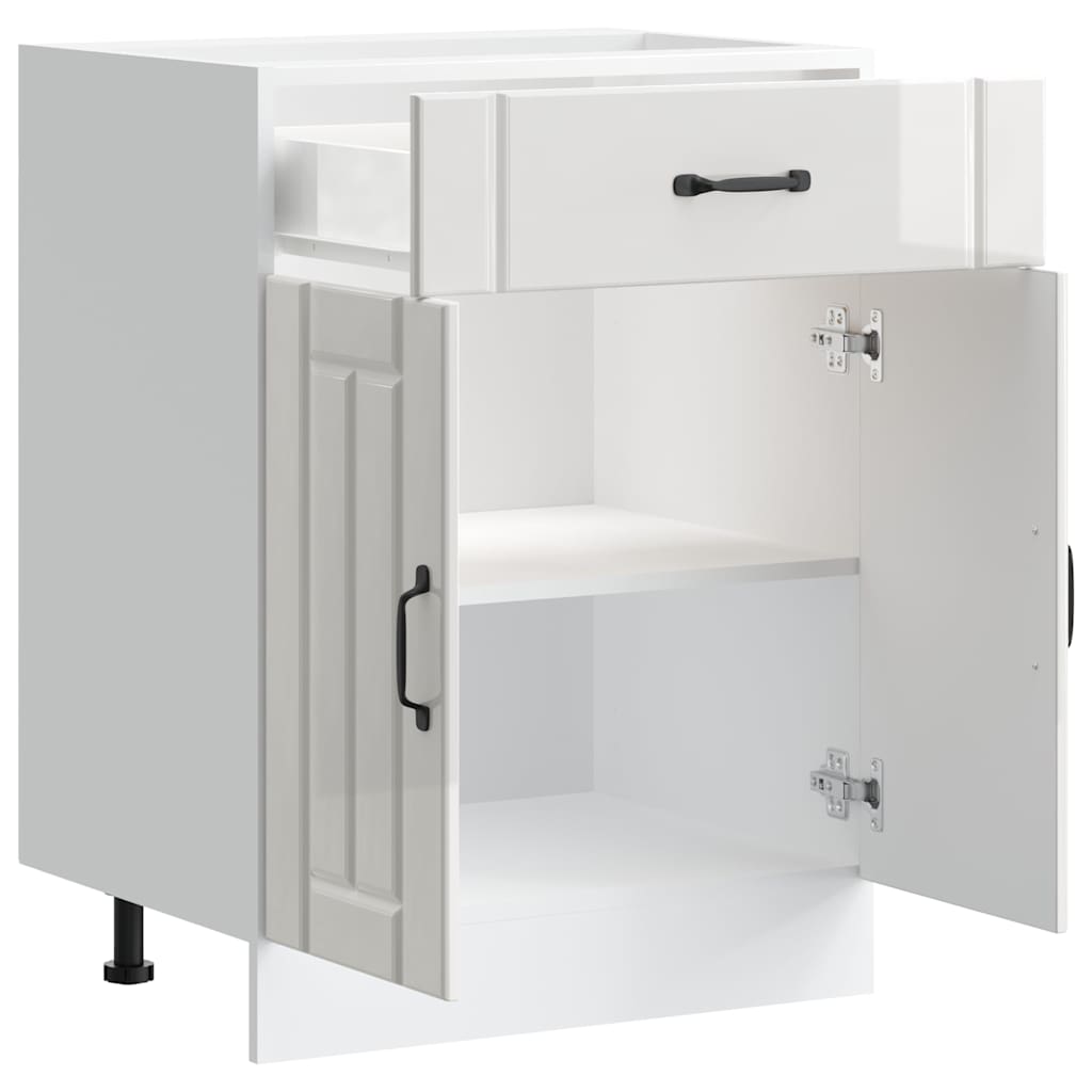 Kitchen Base Cabinet "Lucca" High Gloss White Engineered Wood