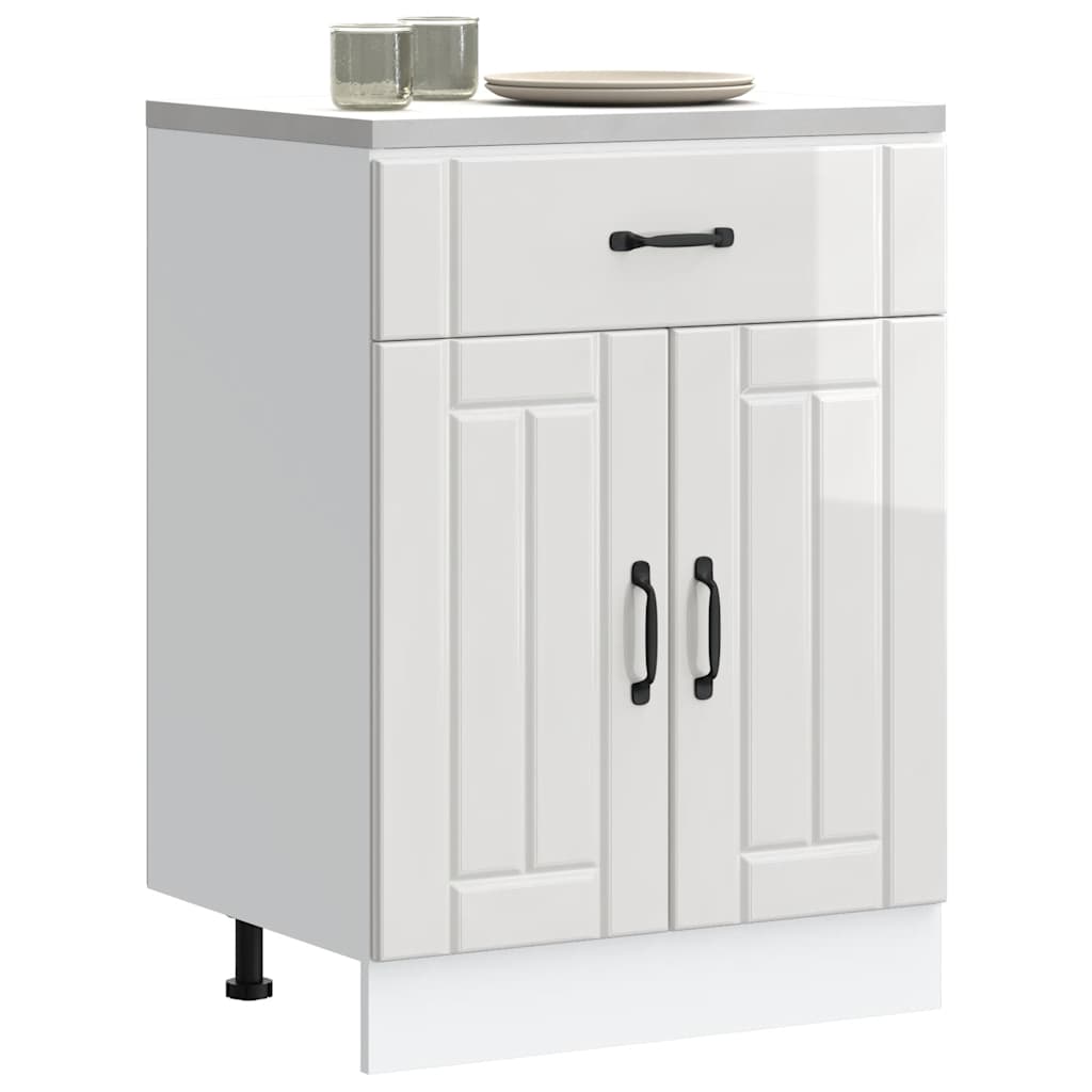 vidaXL Kitchen Base Cabinet Lucca High Gloss White Engineered Wood