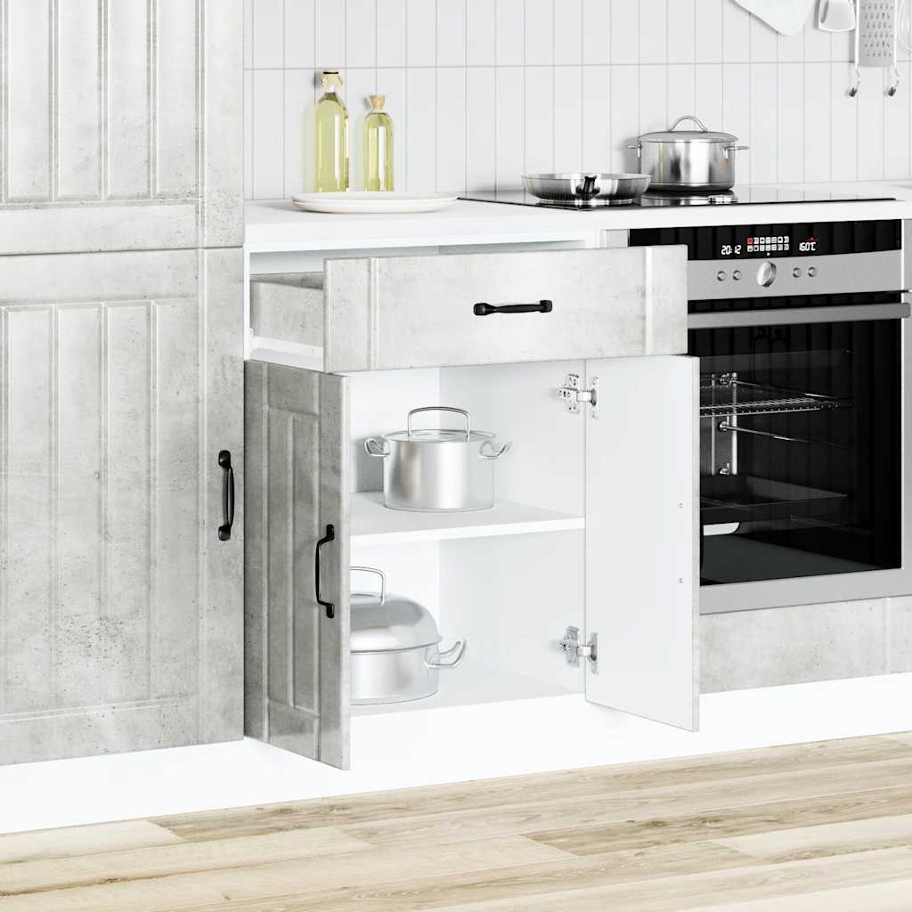 Kitchen Base Cabinet "Lucca" Concrete Grey Engineered Wood