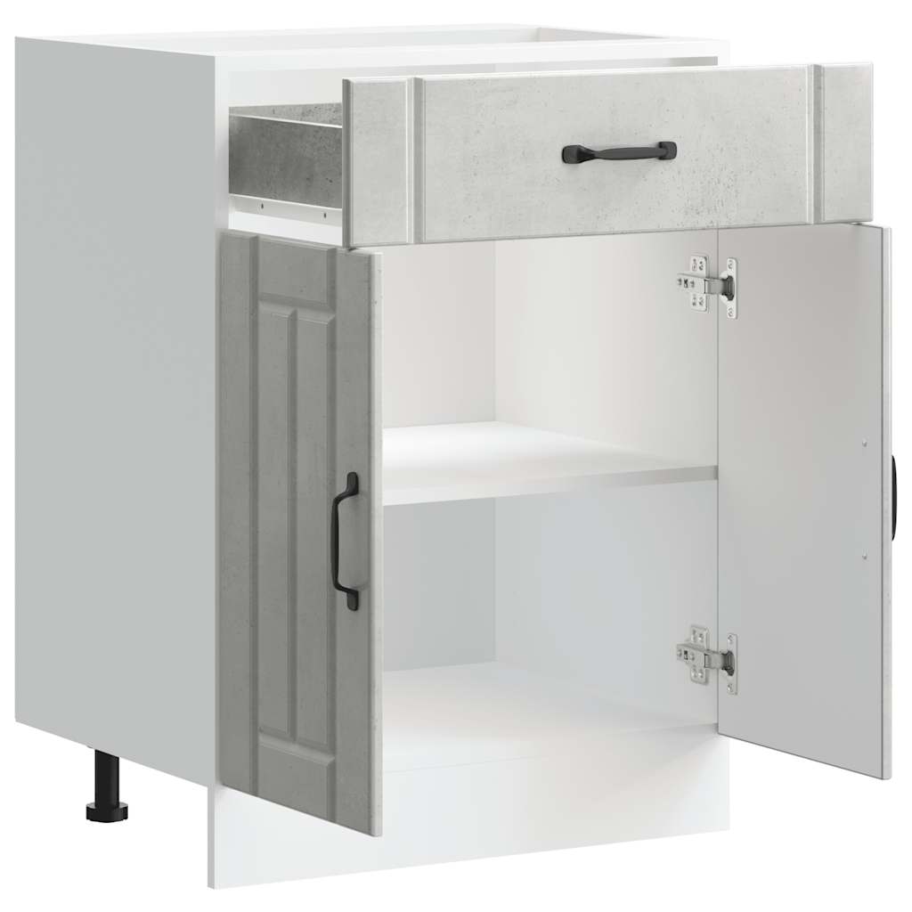 Kitchen Base Cabinet "Lucca" Concrete Grey Engineered Wood