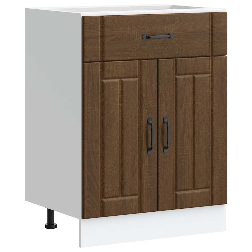 Kitchen Base Cabinet "Lucca" Brown Oak Engineered Wood