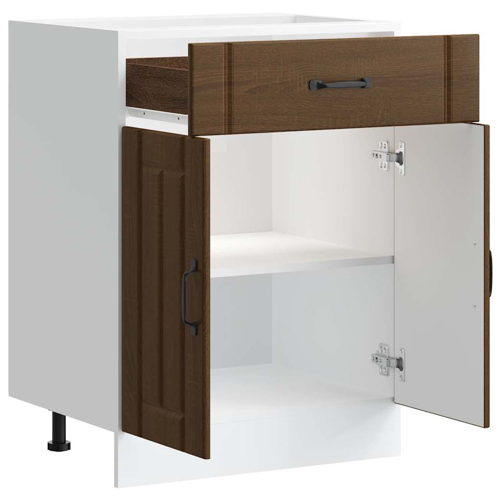 Kitchen Base Cabinet "Lucca" Brown Oak Engineered Wood