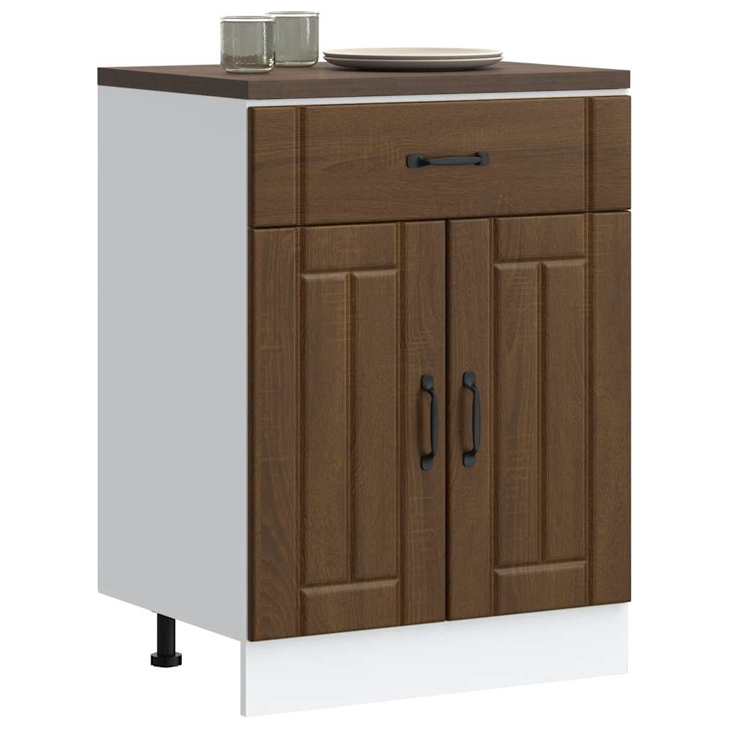 Kitchen Base Cabinet "Lucca" Brown Oak Engineered Wood