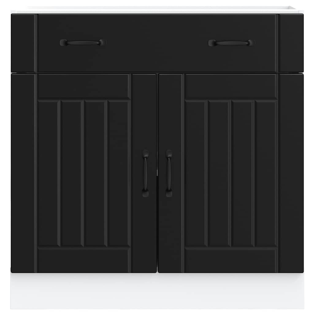 vidaXL Kitchen Base Cabinet Lucca Black Engineered Wood