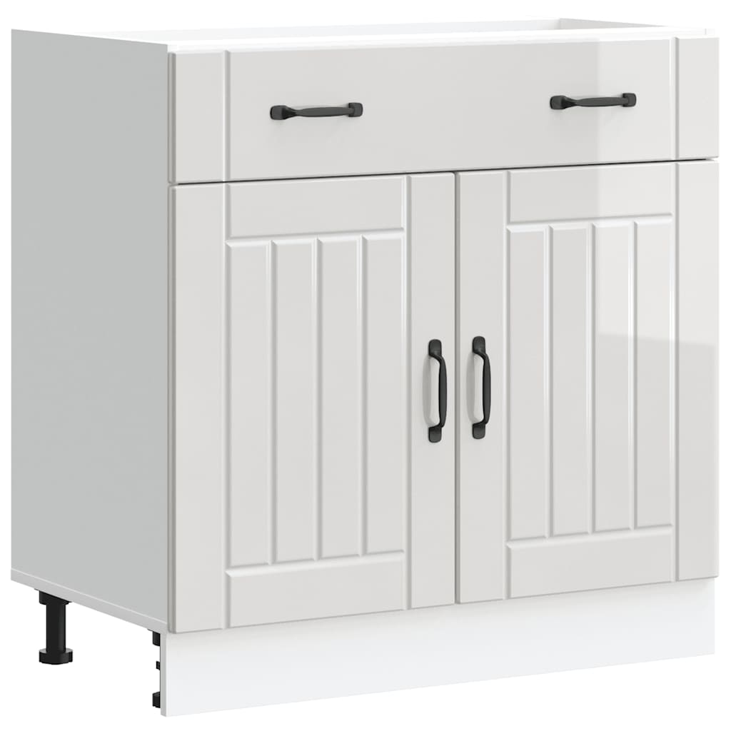 vidaXL Kitchen Base Cabinet Lucca High Gloss White Engineered Wood