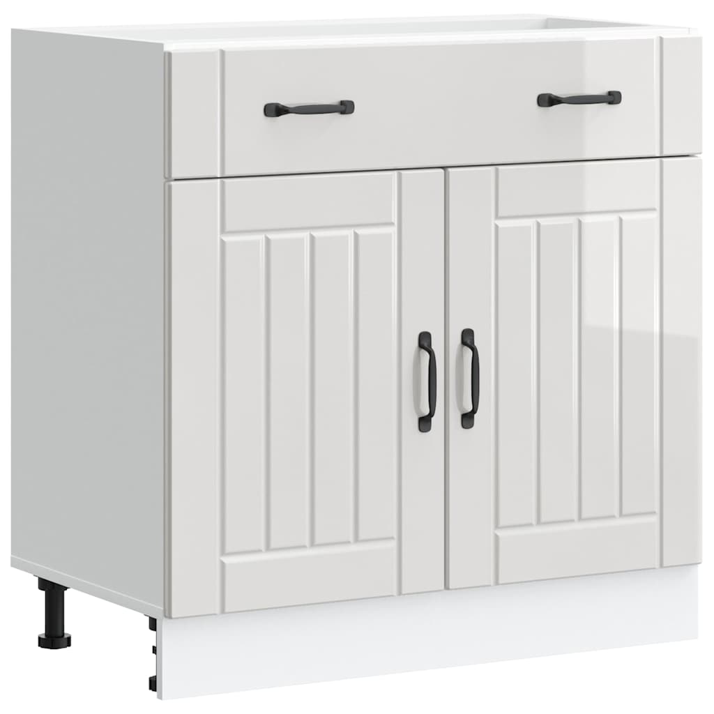 Kitchen Base Cabinet "Lucca" High Gloss White Engineered Wood