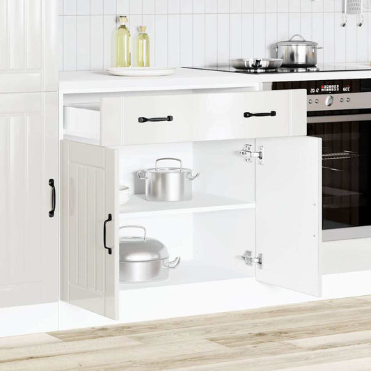 vidaXL Kitchen Base Cabinet Lucca High Gloss White Engineered Wood