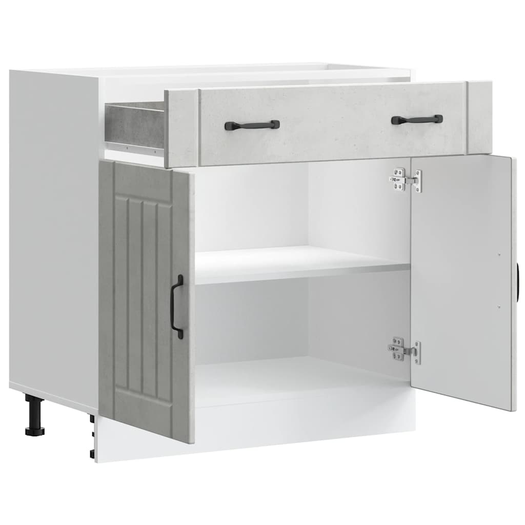 Kitchen Base Cabinet "Lucca" Concrete Grey Engineered Wood
