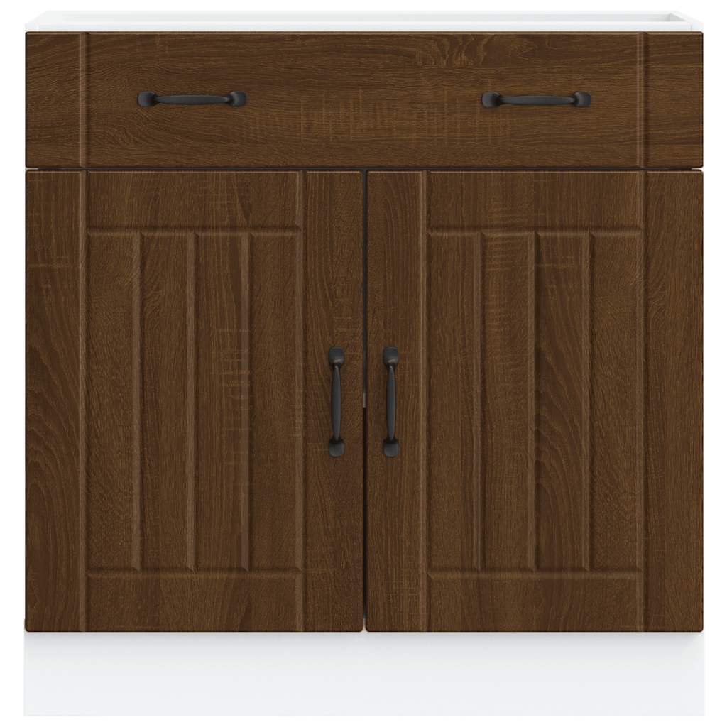 Kitchen Base Cabinet "Lucca" Brown Oak Engineered Wood