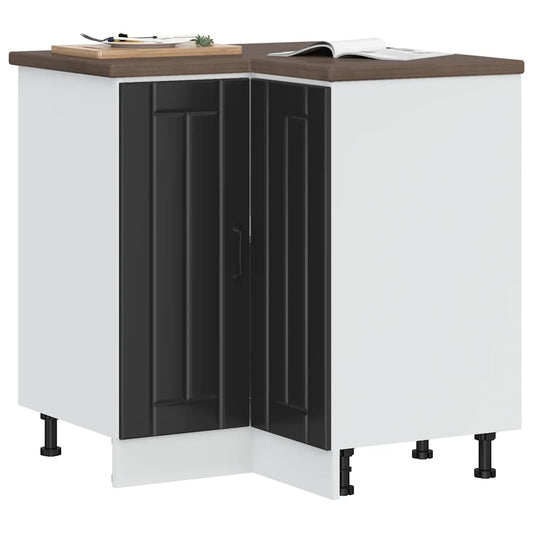 vidaXL Kitchen Corner Base Cabinet Lucca Black Engineered Wood