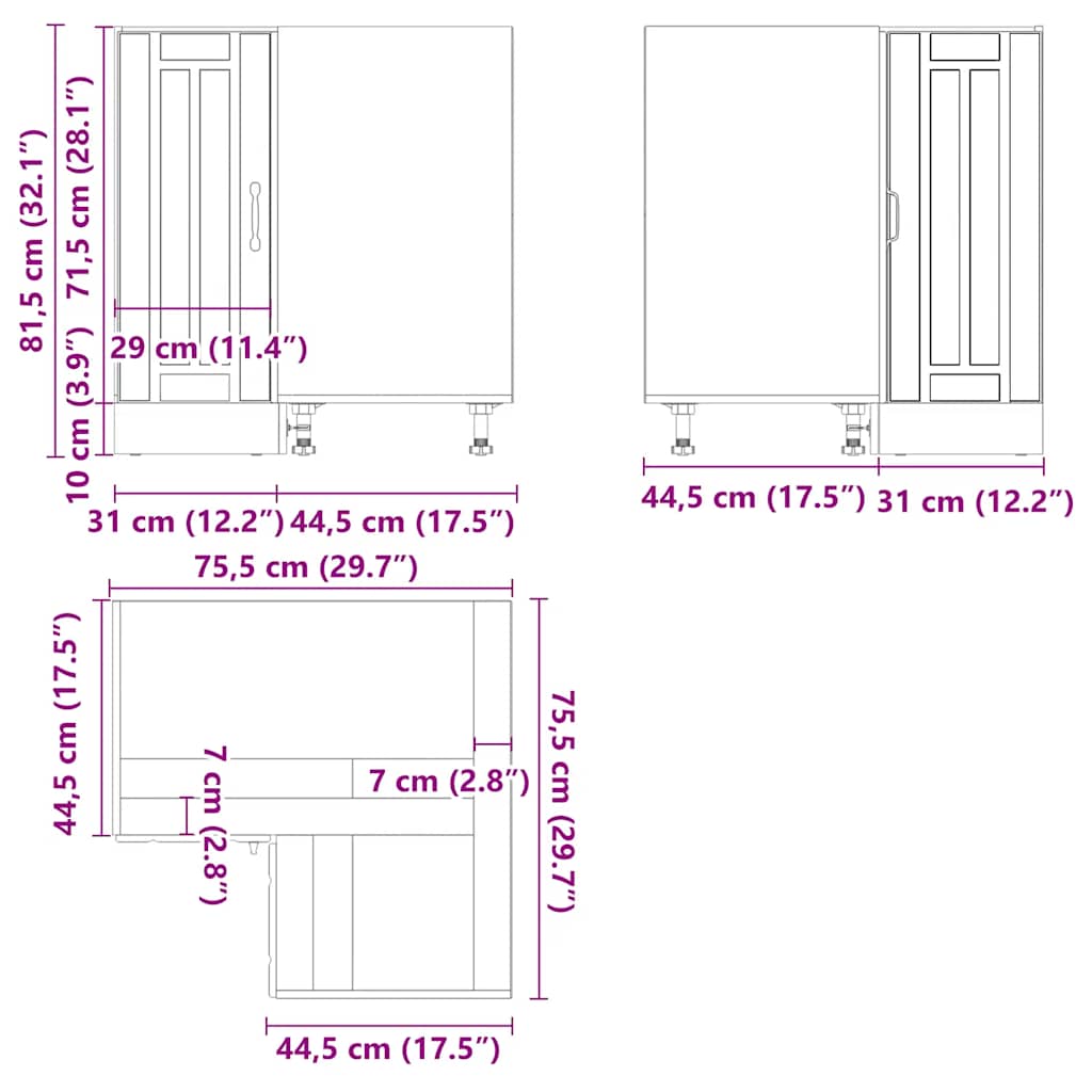 vidaXL Kitchen Corner Base Cabinet Lucca High Gloss White Engineered Wood