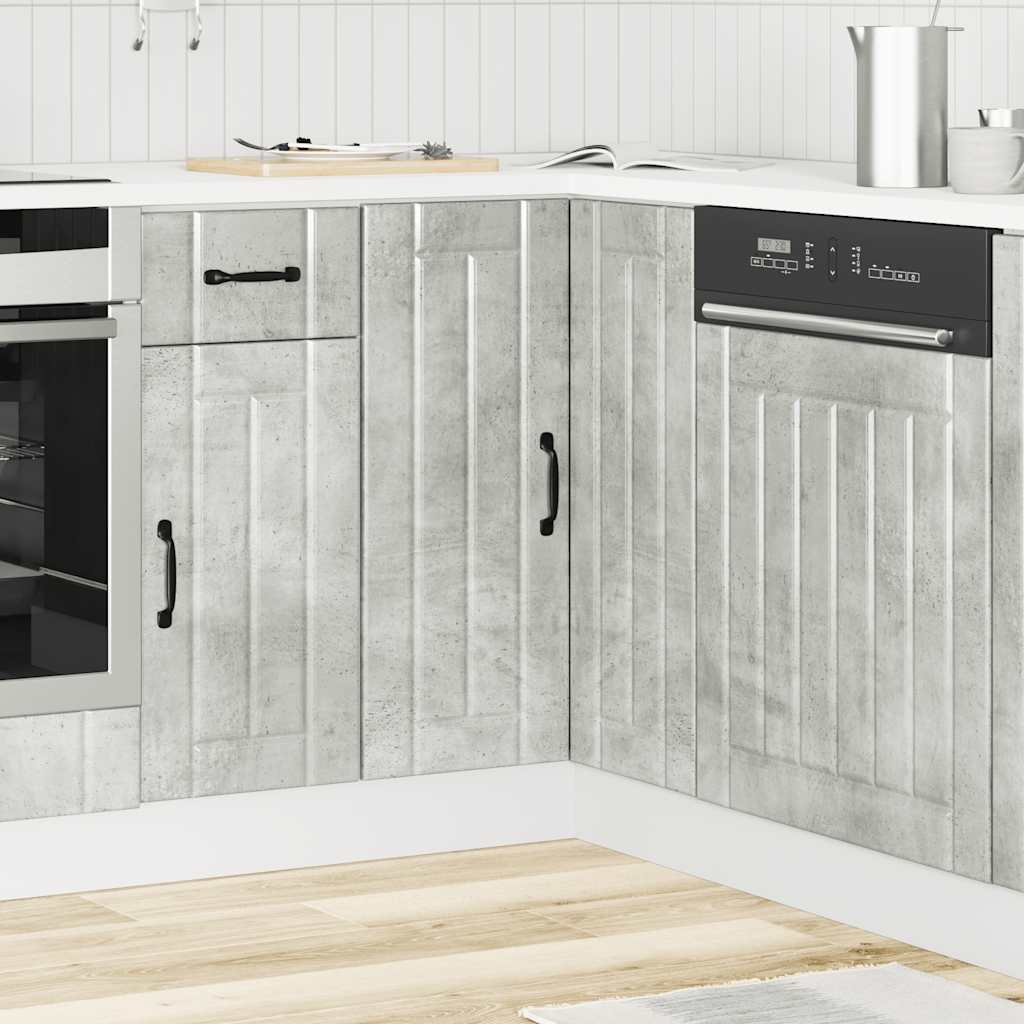 vidaXL Kitchen Corner Base Cabinet Lucca Concrete Grey Engineered Wood