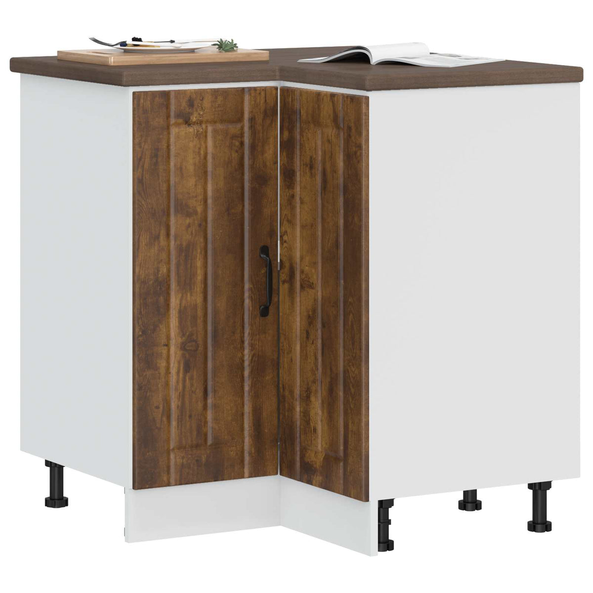 Kitchen Corner Base Cabinet "Lucca" Smoked Oak Engineered Wood