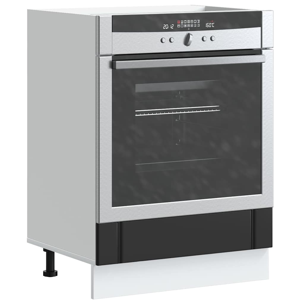 Oven Cabinet "Lucca" Black Engineered Wood