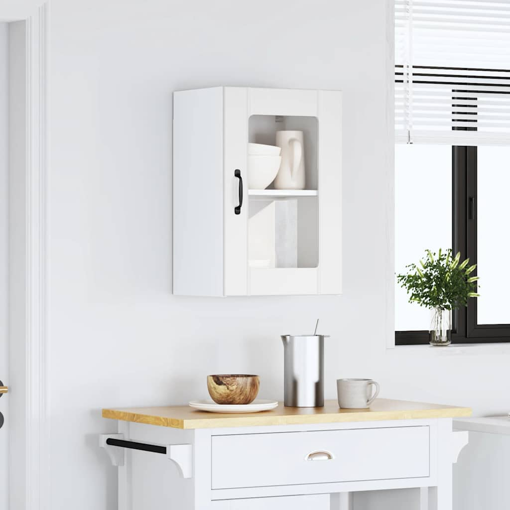 vidaXL Kitchen Wall Cabinet with Glass Door Lucca White