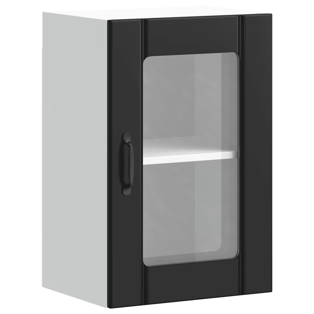 vidaXL Kitchen Wall Cabinet with Glass Door Lucca Black