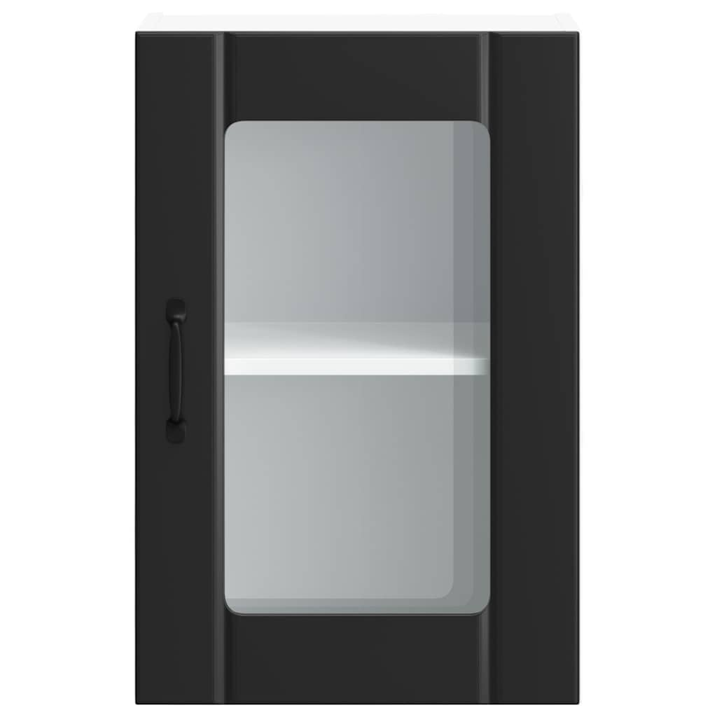 vidaXL Kitchen Wall Cabinet with Glass Door Lucca Black