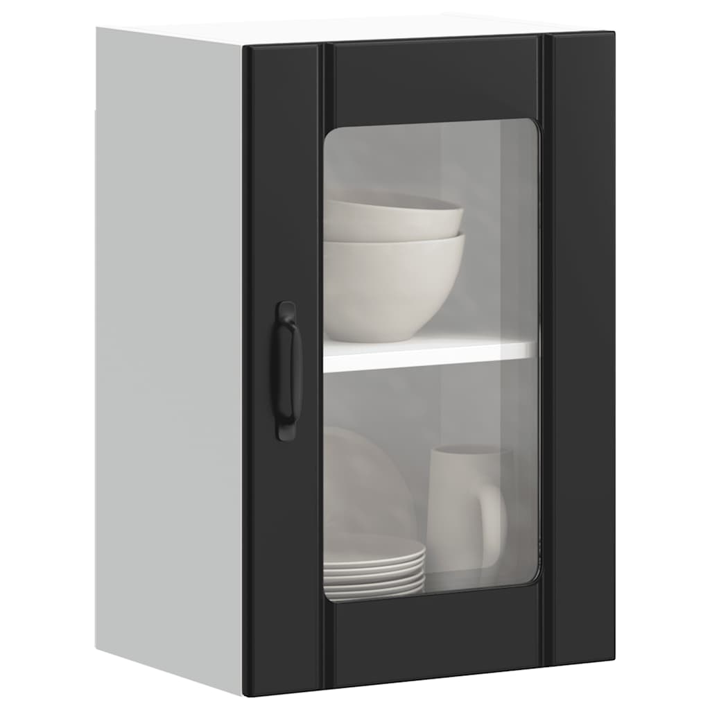 vidaXL Kitchen Wall Cabinet with Glass Door Lucca Black