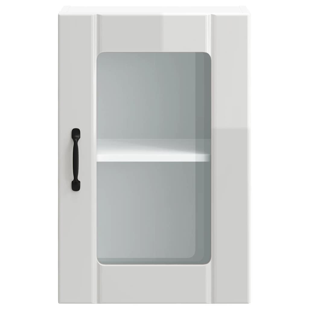 vidaXL Kitchen Wall Cabinet with Glass Door Lucca High Gloss White