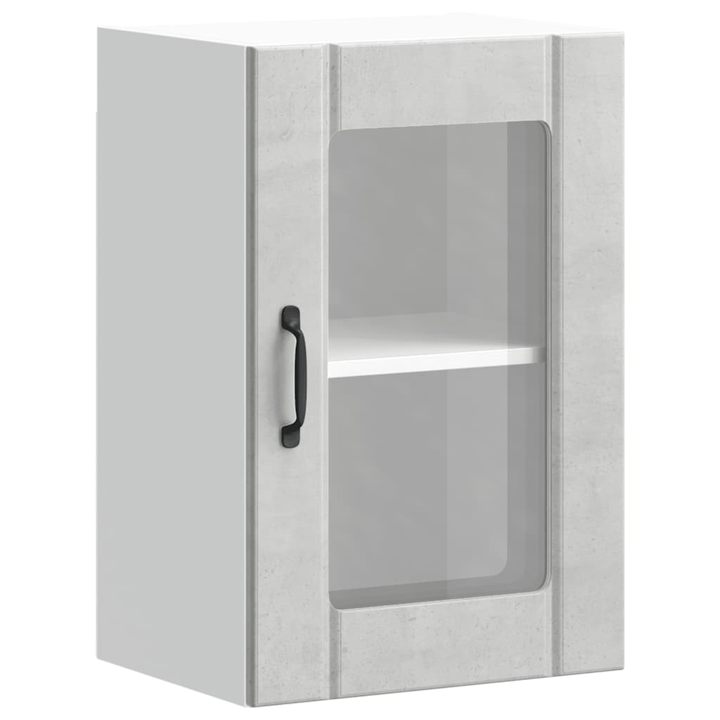 Kitchen Wall Cabinet with Glass Door "Lucca" Concrete Grey