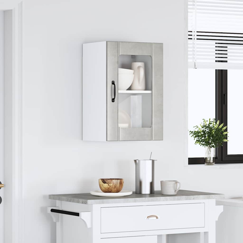 Kitchen Wall Cabinet with Glass Door "Lucca" Concrete Grey