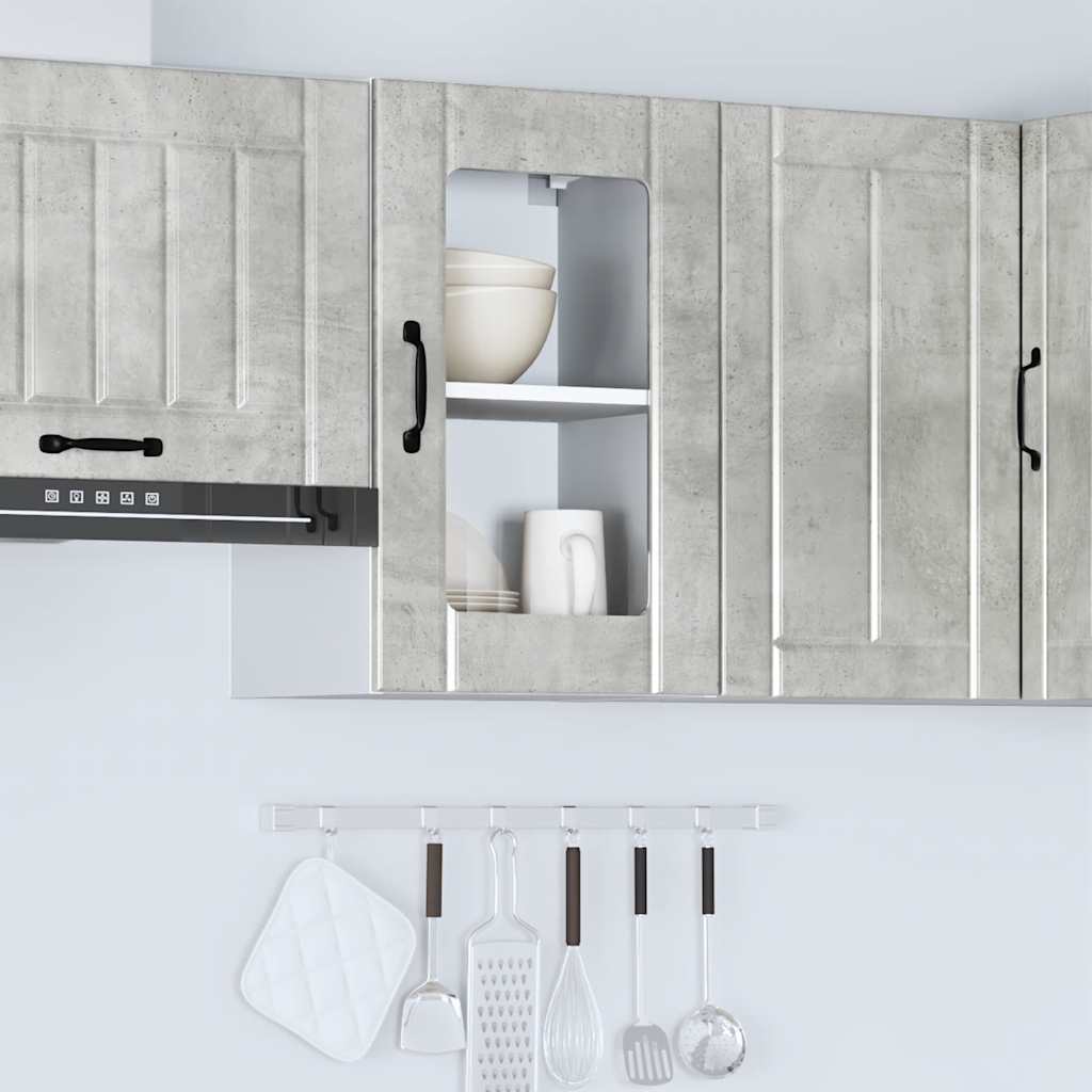 vidaXL Kitchen Wall Cabinet with Glass Door Lucca Concrete Grey