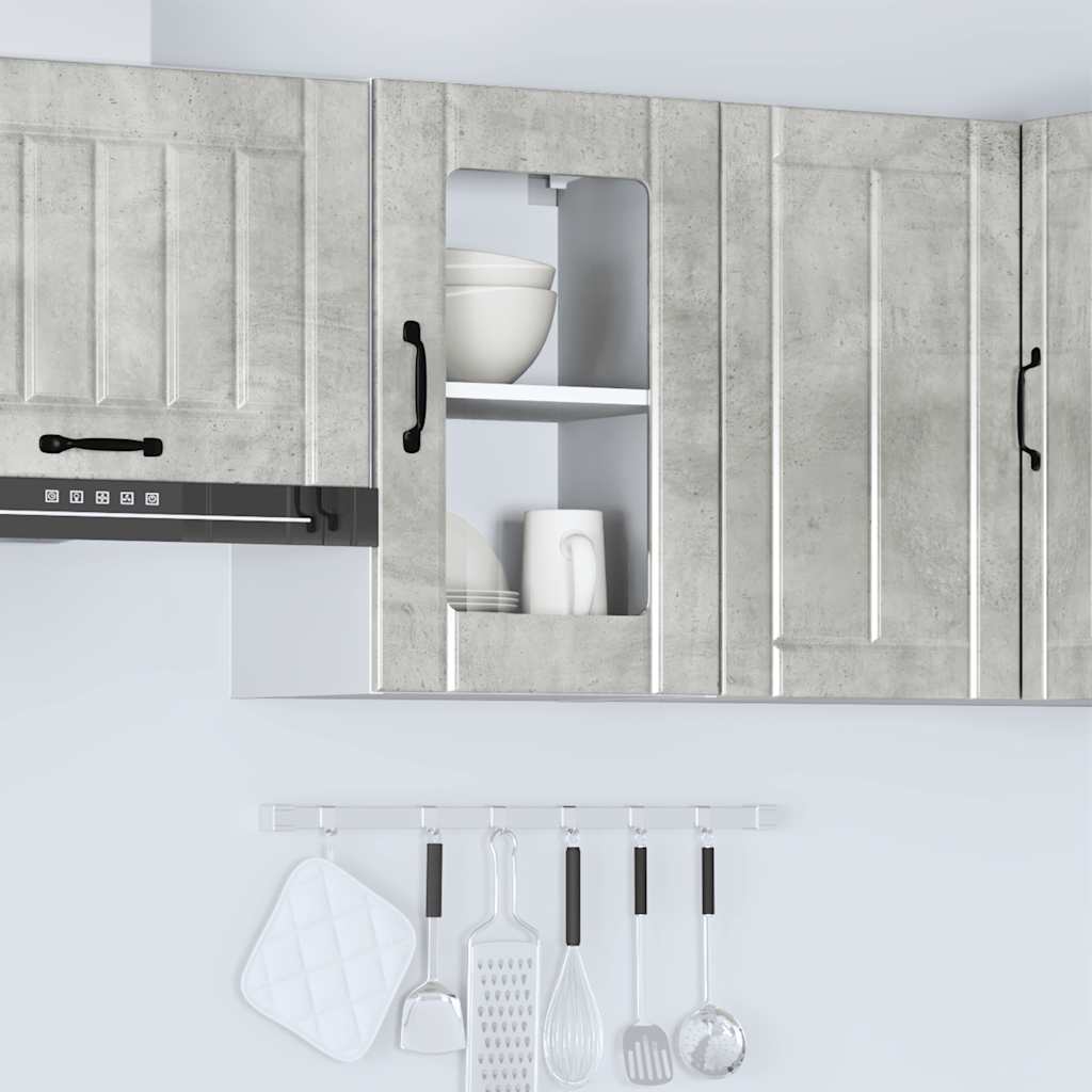Kitchen Wall Cabinet with Glass Door "Lucca" Concrete Grey