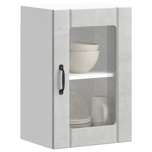 vidaXL Kitchen Wall Cabinet with Glass Door Lucca Concrete Grey