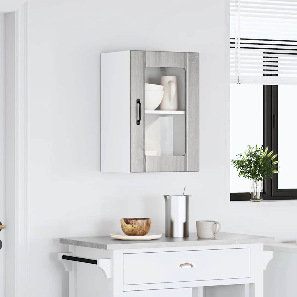 Kitchen Wall Cabinet with Glass Door "Lucca" Grey Sonoma