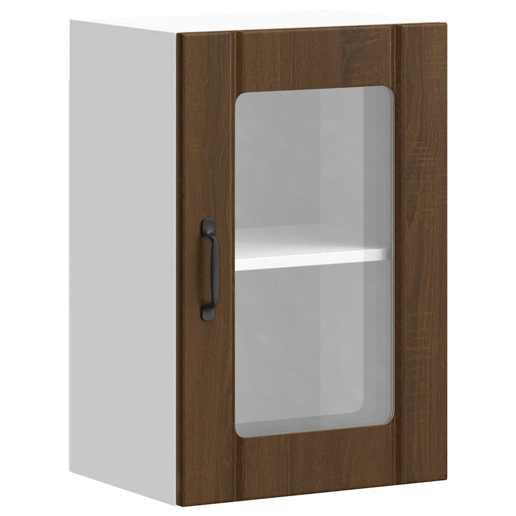 Kitchen Wall Cabinet with Glass Door "Lucca" Brown Oak