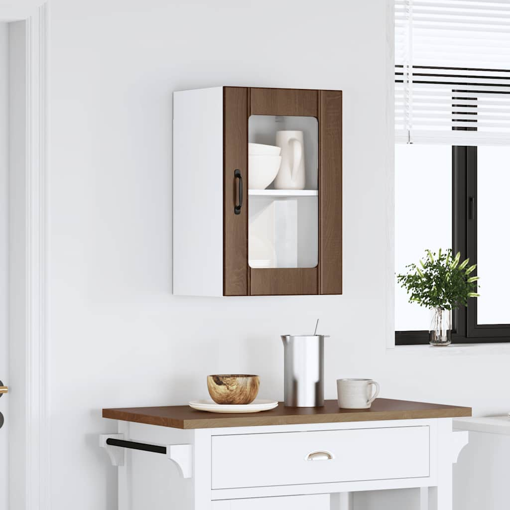 vidaXL Kitchen Wall Cabinet with Glass Door Lucca Brown Oak