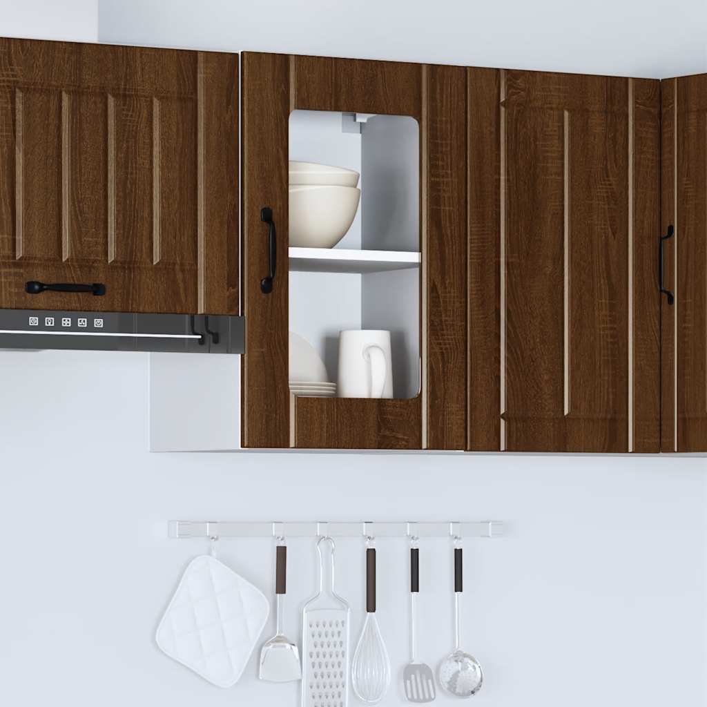 Kitchen Wall Cabinet with Glass Door "Lucca" Brown Oak