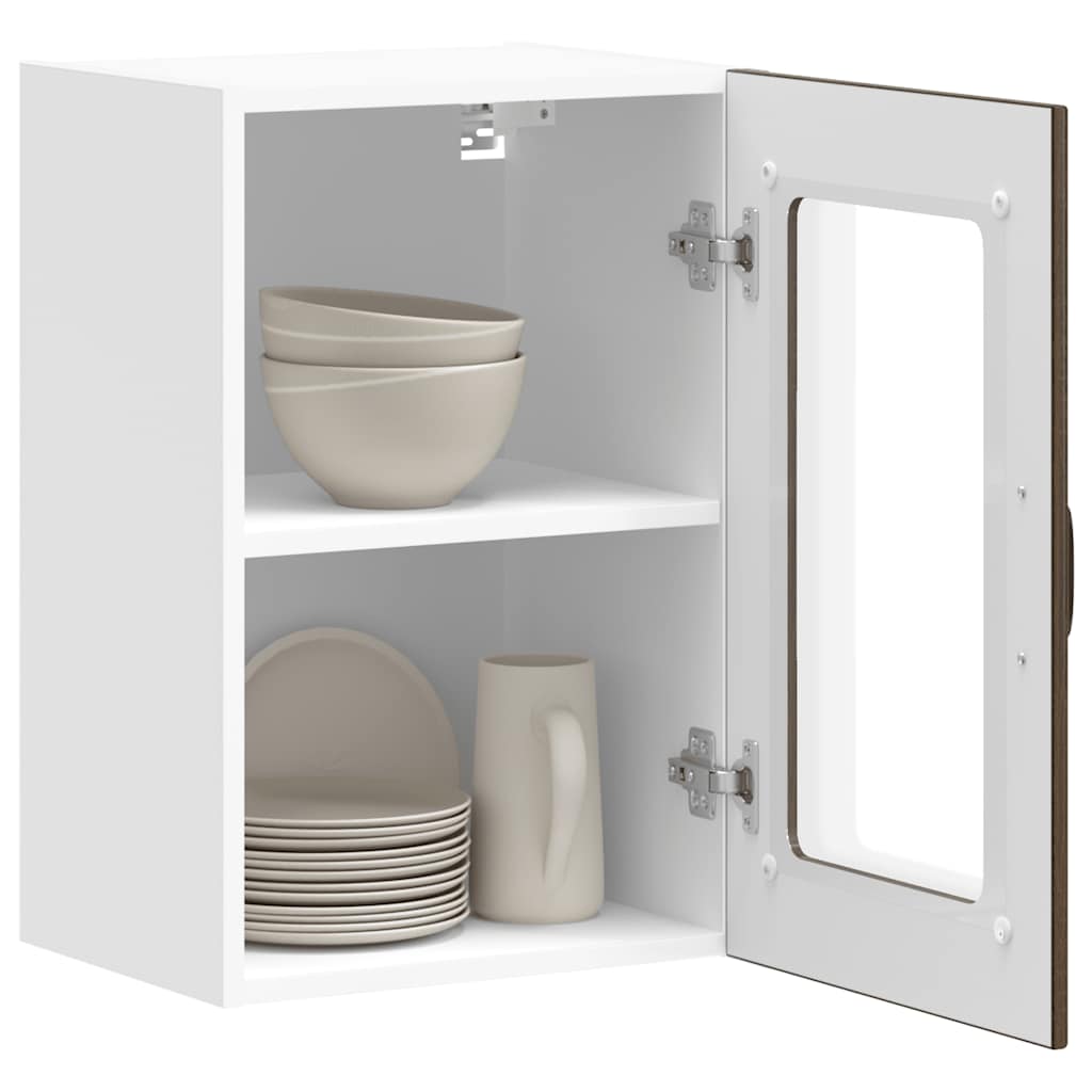 Kitchen Wall Cabinet with Glass Door "Lucca" Brown Oak