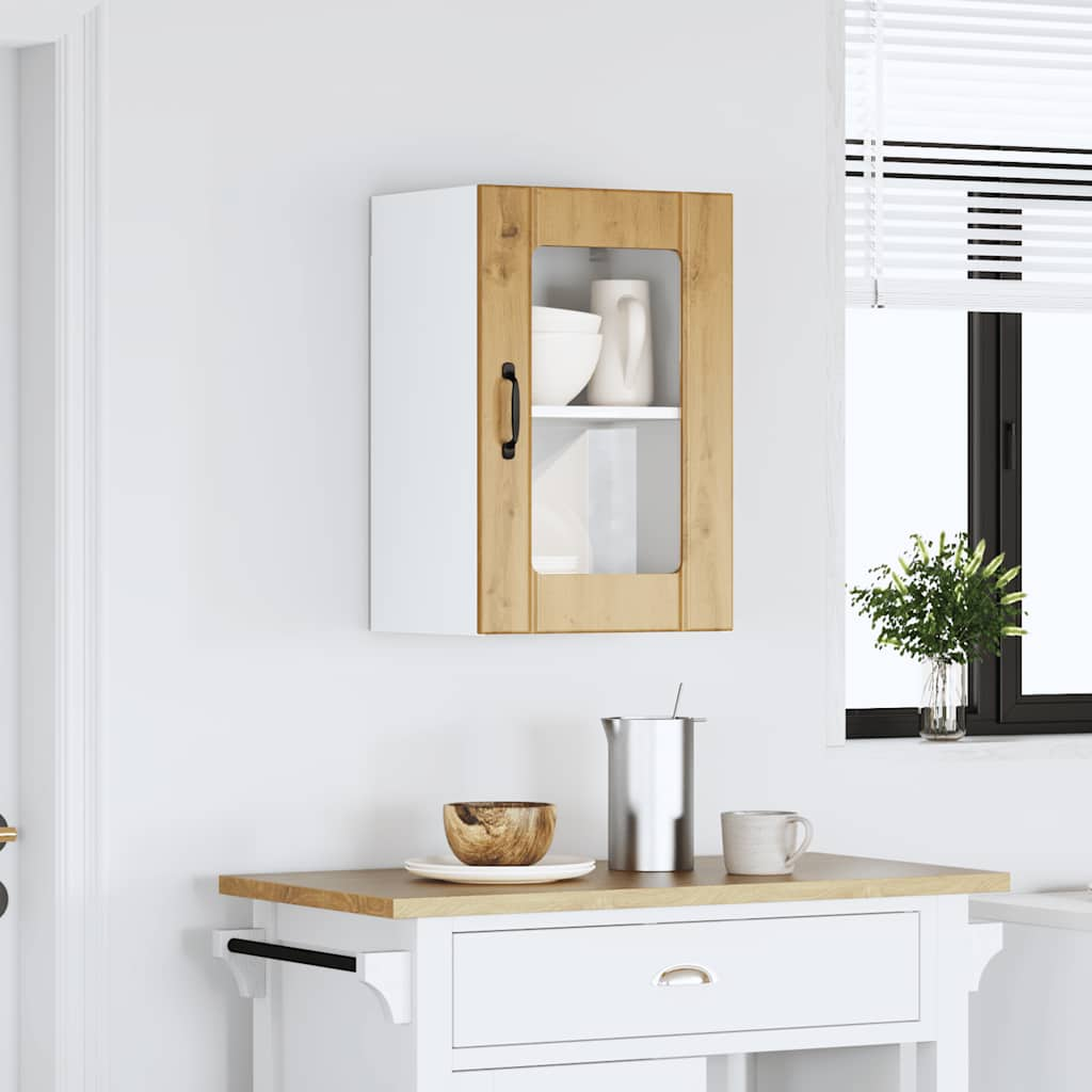 vidaXL Kitchen Wall Cabinet with Glass Door Lucca Artisan Oak