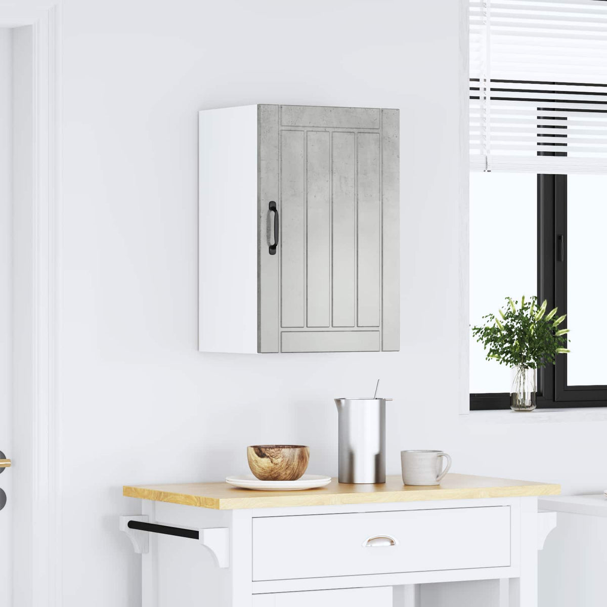 Kitchen Wall Cabinet "Lucca" Concrete Grey Engineered Wood