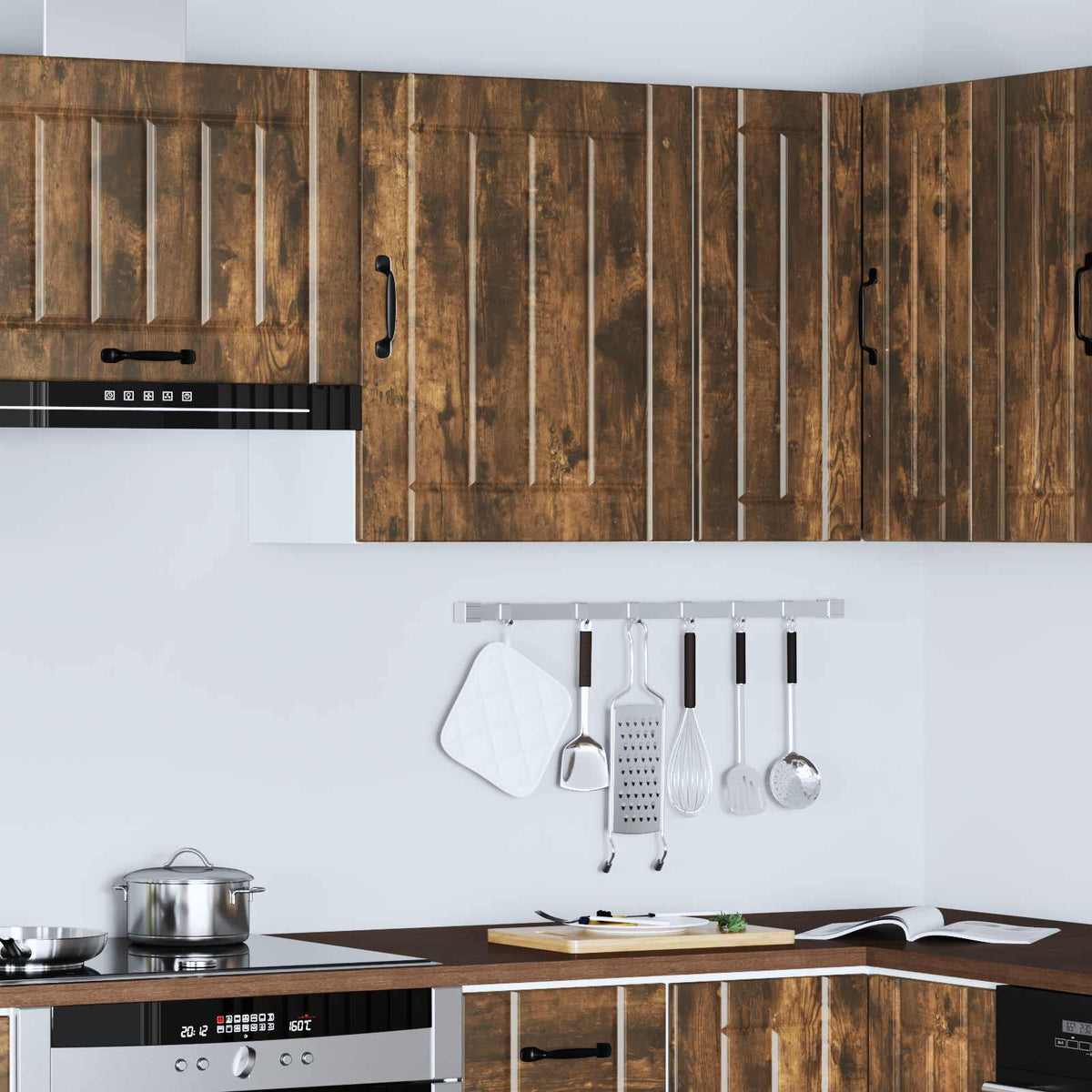 Kitchen Wall Cabinet "Lucca" Smoked Oak Engineered Wood