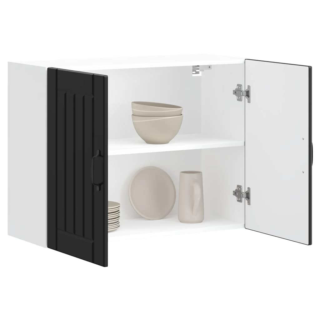 Kitchen Wall Cabinet "Lucca" Black Engineered Wood