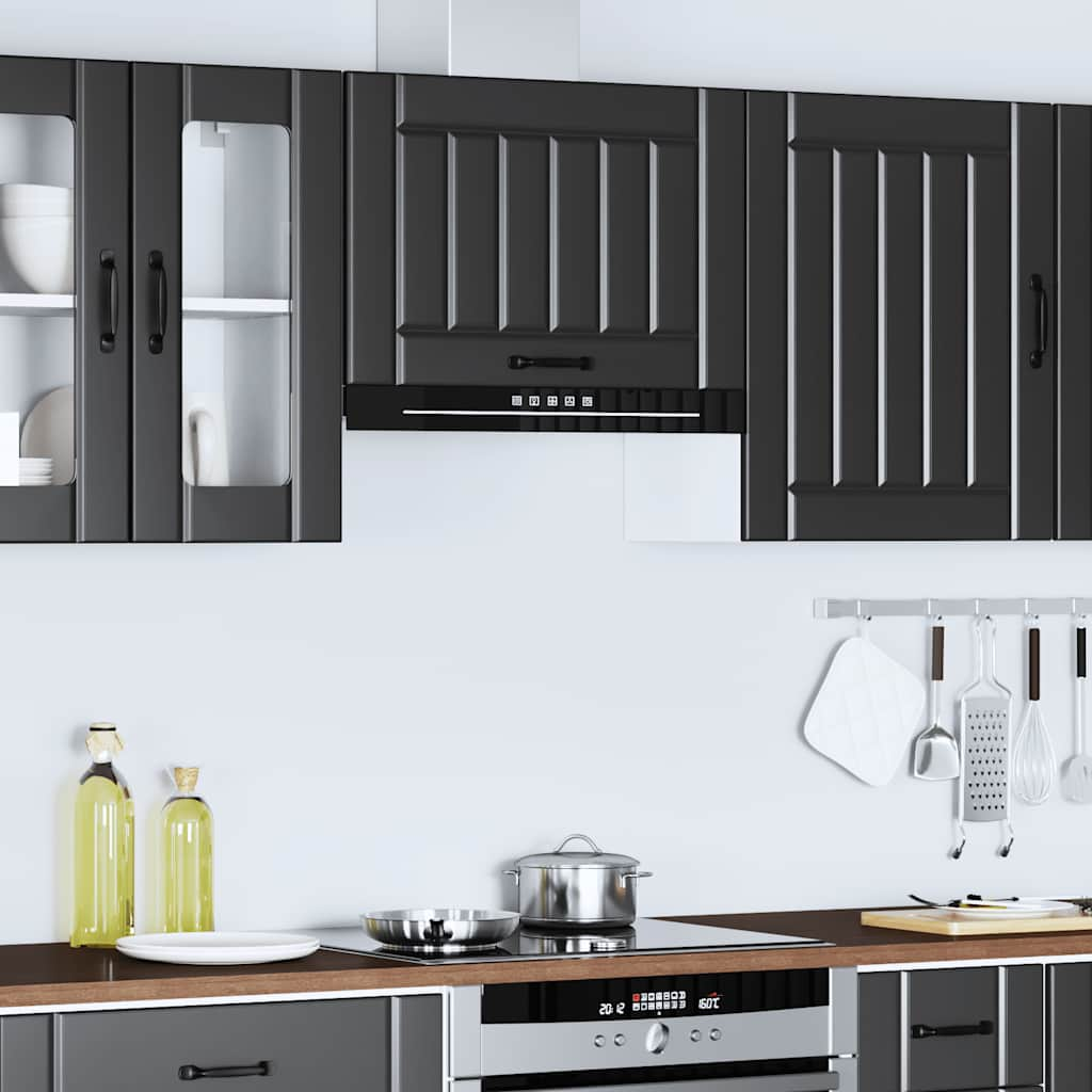 vidaXL Kitchen Wall Cabinet Lucca Black Engineered Wood